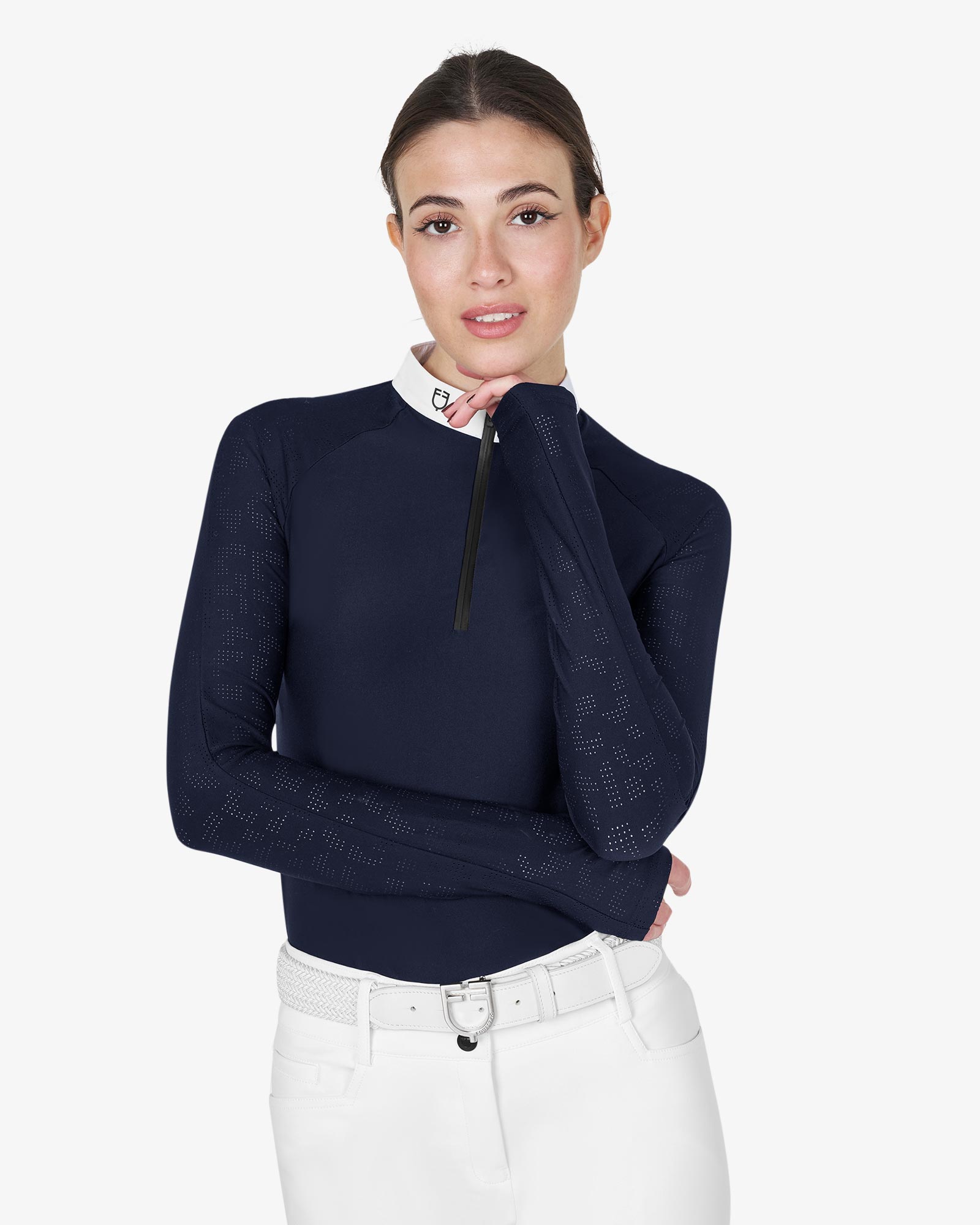 Polo donna slim fit da concorso con inserti in mesh