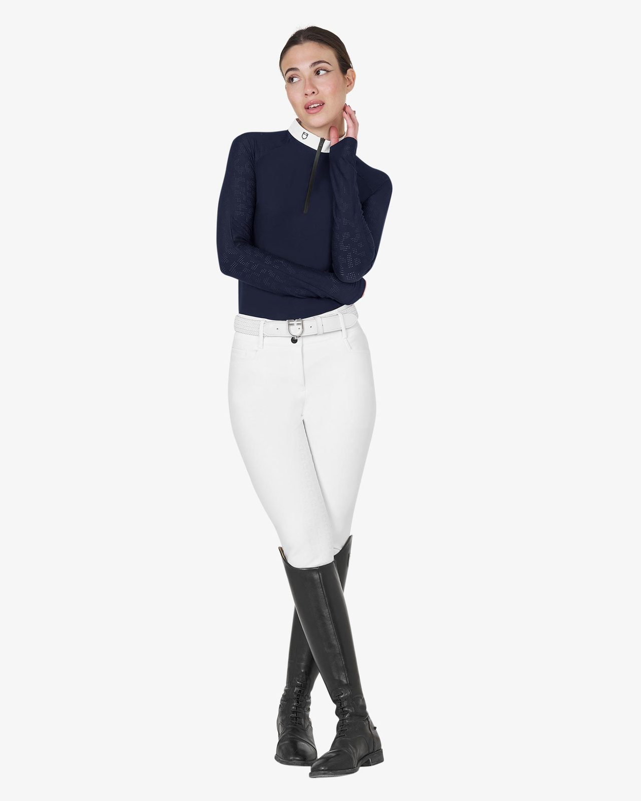 Polo donna slim fit da concorso con inserti in mesh