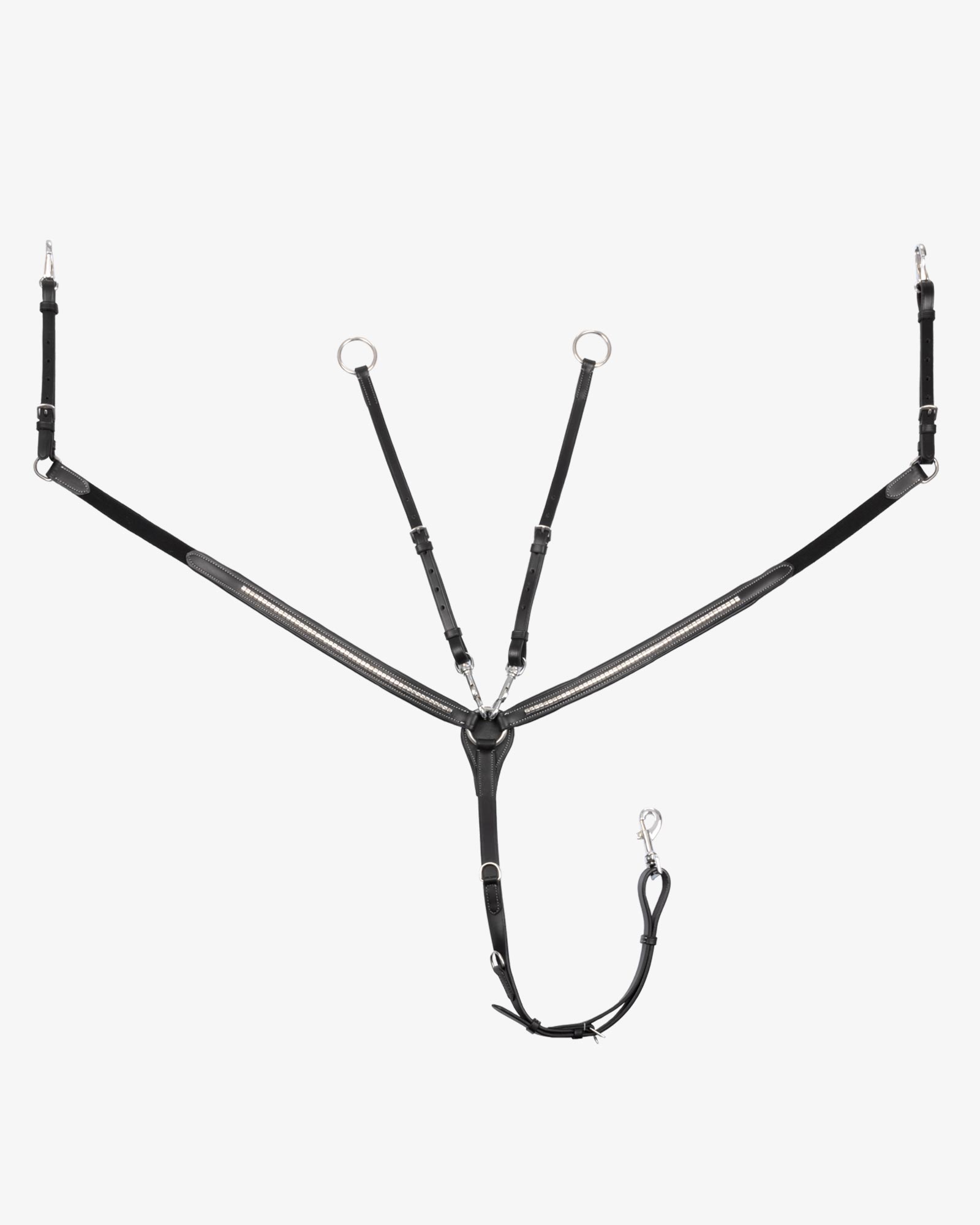 Tanned leather fork breastplate with silver clincher