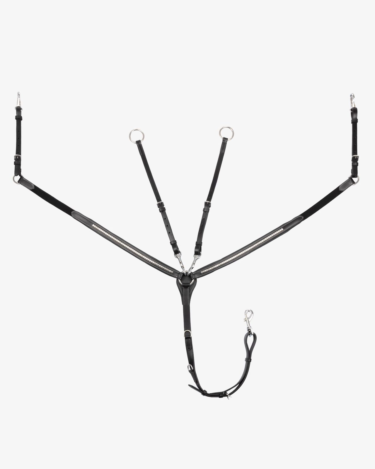 Tanned leather fork breastplate with silver clincher