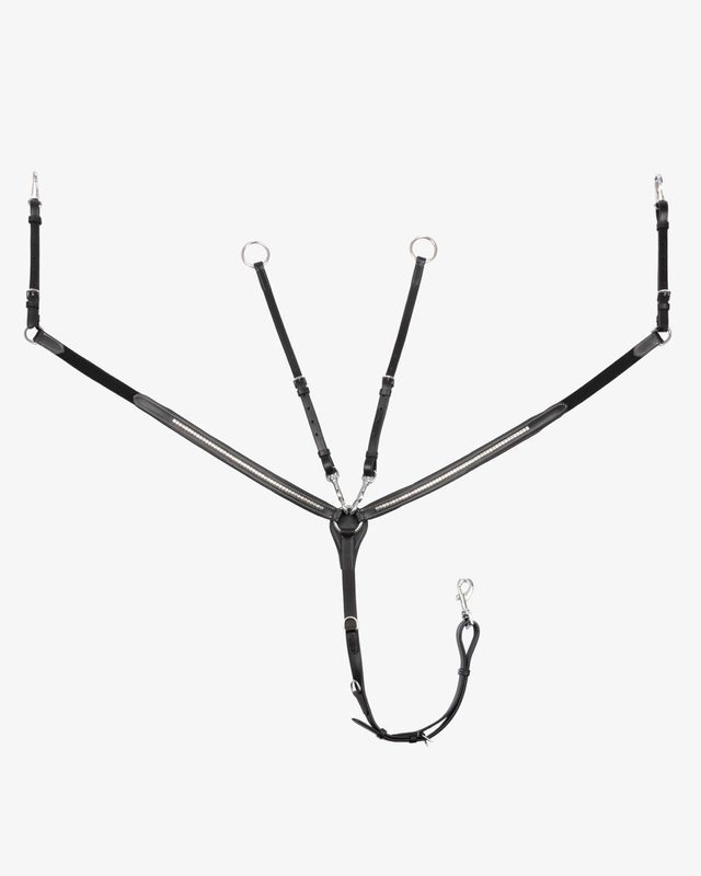 Tanned leather fork breastplate with silver clincher