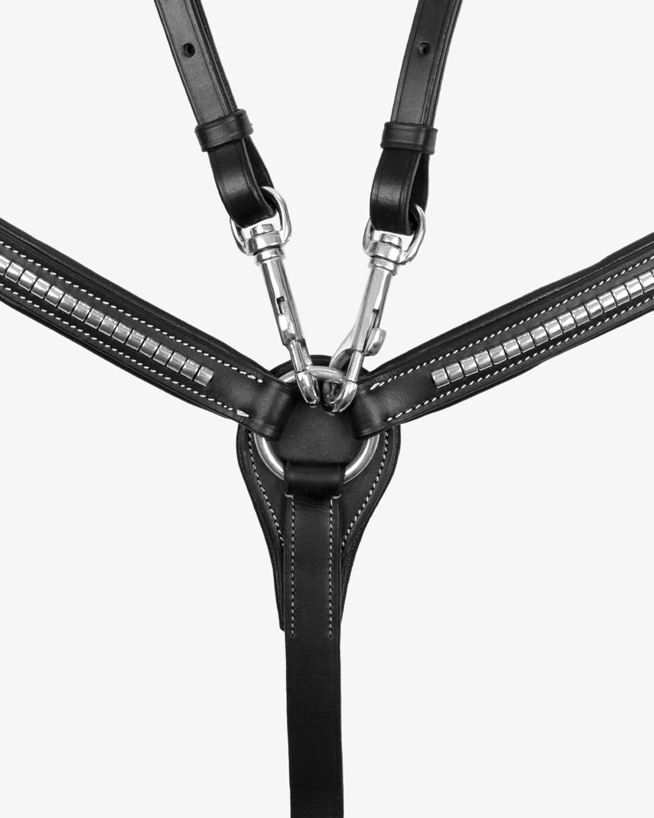 Tanned leather fork breastplate with silver clincher