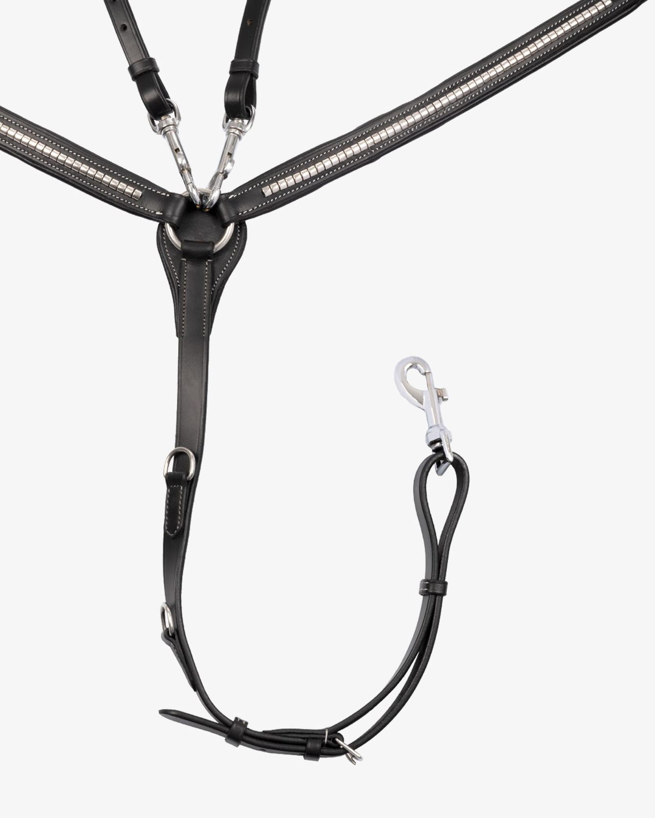 Tanned leather fork breastplate with silver clincher