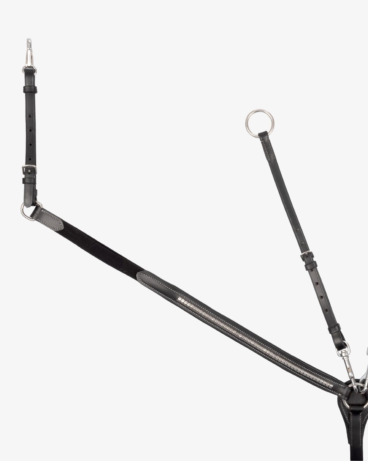 Tanned leather fork breastplate with silver clincher
