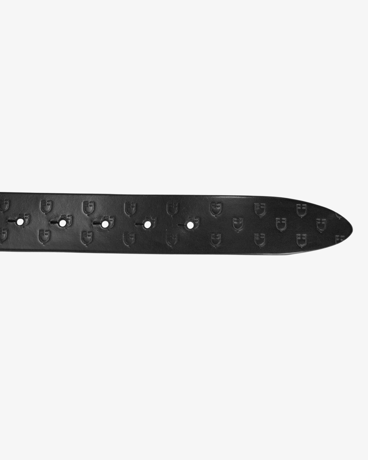 Total black leather belt with logo buckle