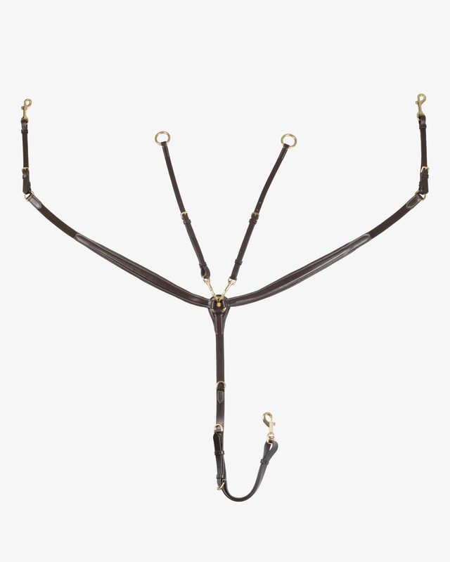 Tanned leather fork breastplate with steel buckles NEW