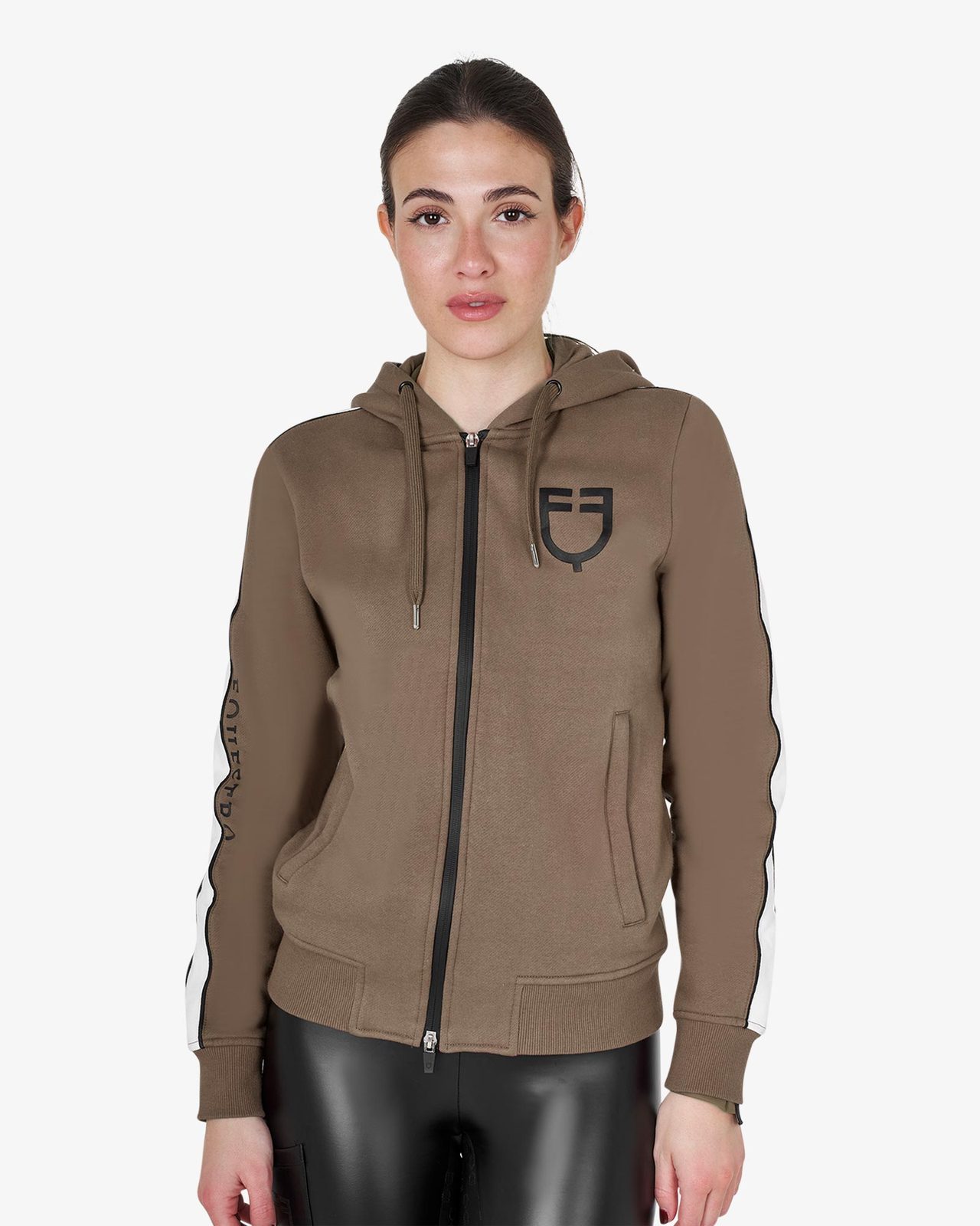 Felpa da donna con cappuccio e zip frontale