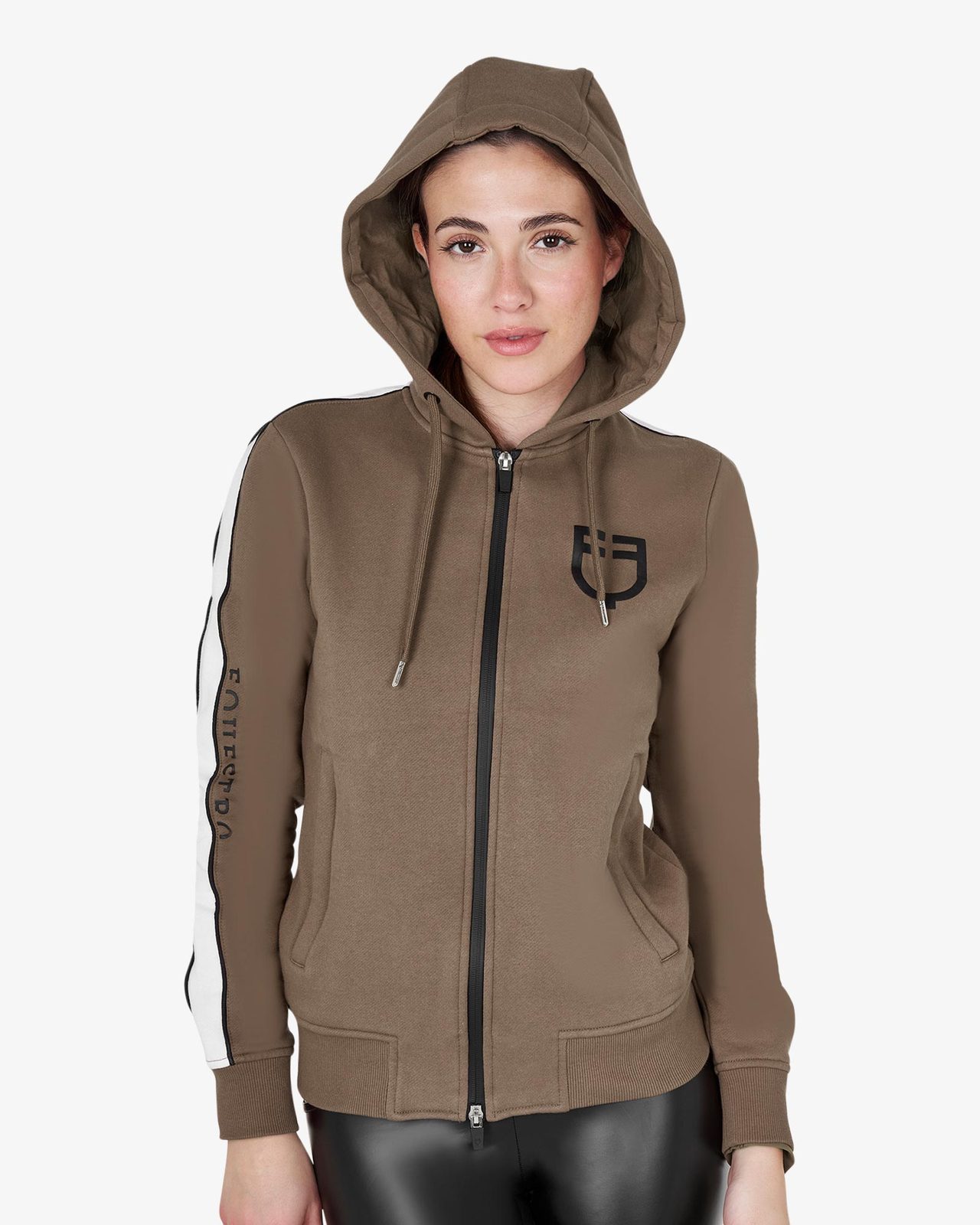 Felpa da donna con cappuccio e zip frontale
