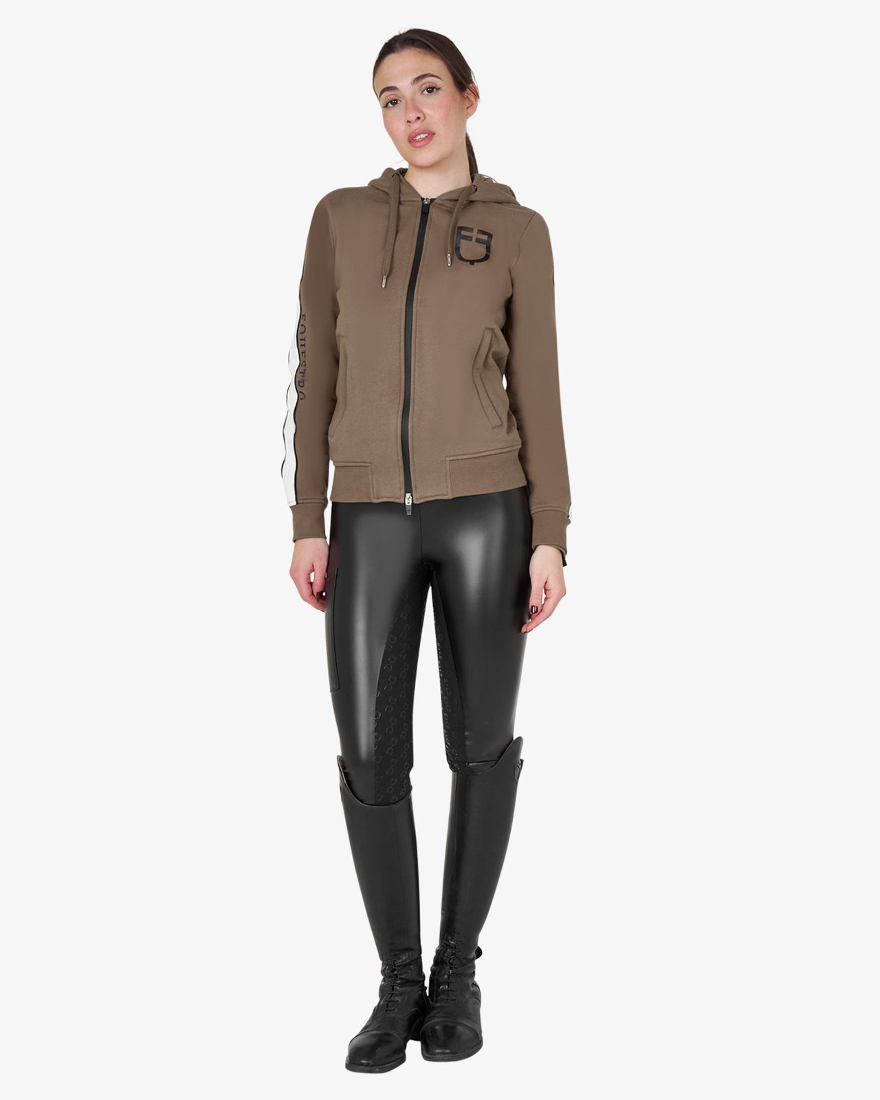 Felpa da donna con cappuccio e zip frontale