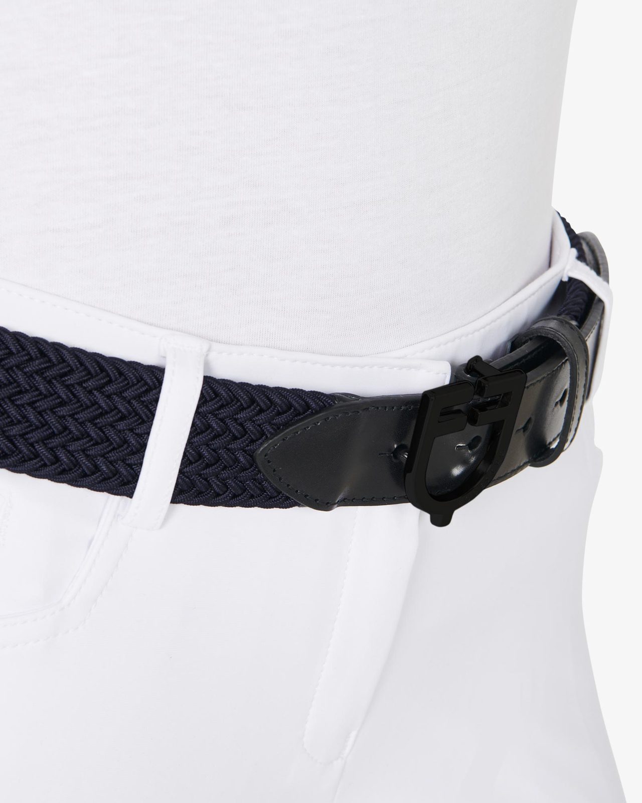 Cintura elastica con fibbia nera e logo