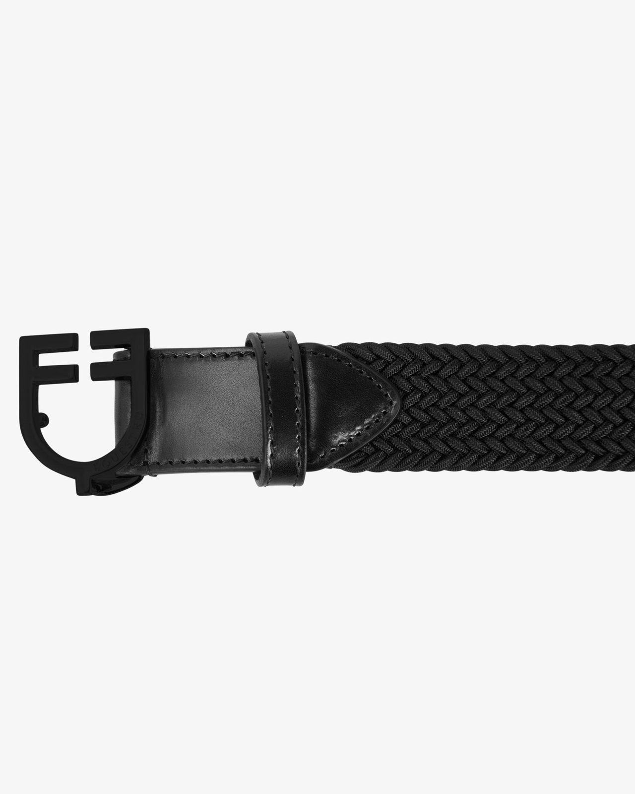 Elastic belt with black logoed buckle