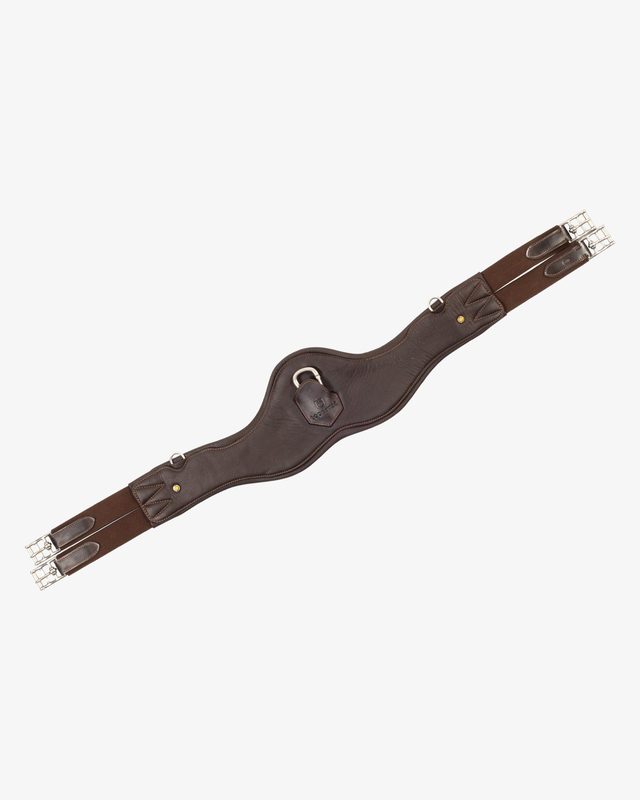 Shaped leather jumping girth