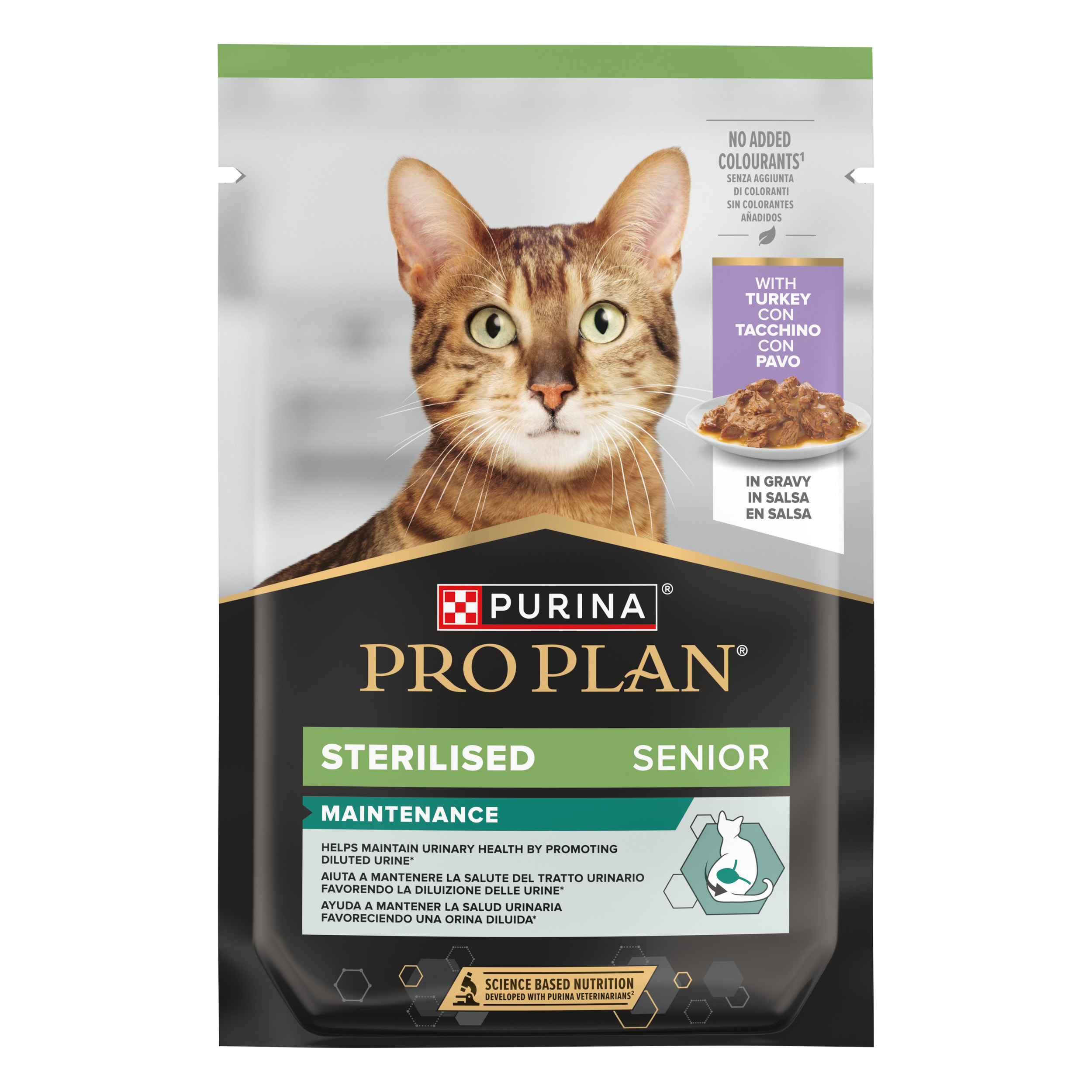 PURINA® PRO PLAN® Sterilised Senior 7+ MAINTENANCE con tacchino in salsa