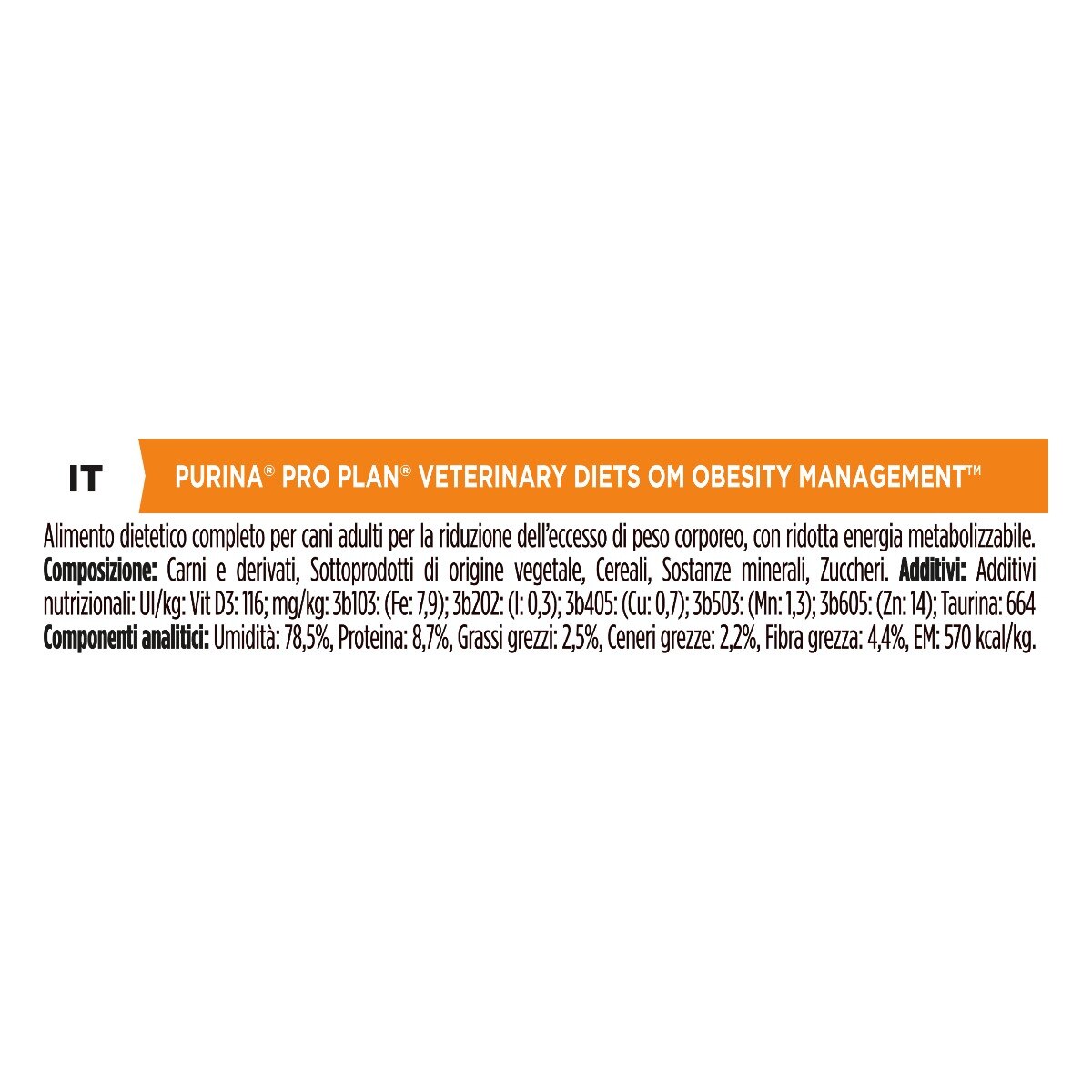 PURINA PRO PLAN VETERINARY DIETS umido cane OM Obesity Management