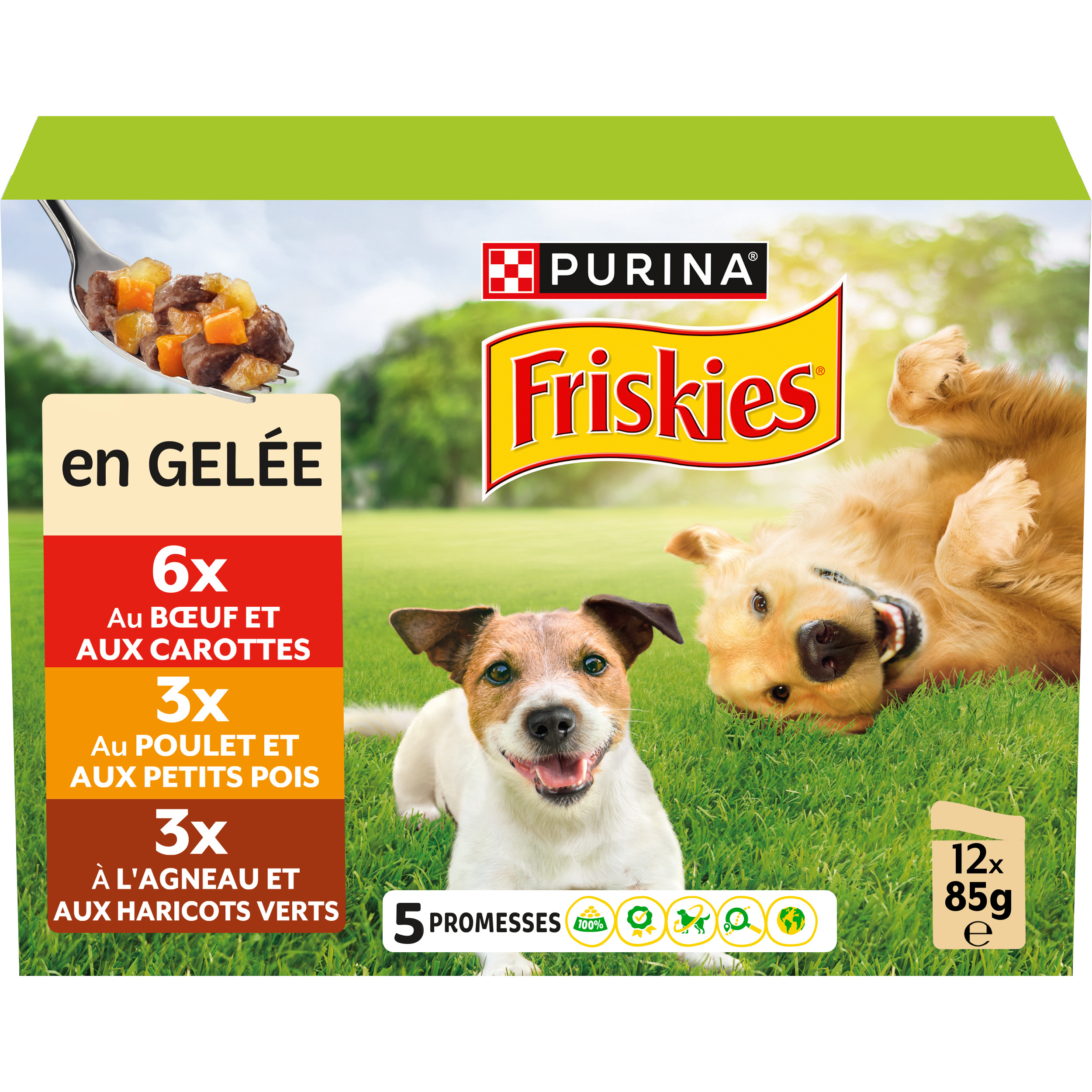 Friskies Buste 12x85gr Manzo, Pollo e Agnello in gelatina



