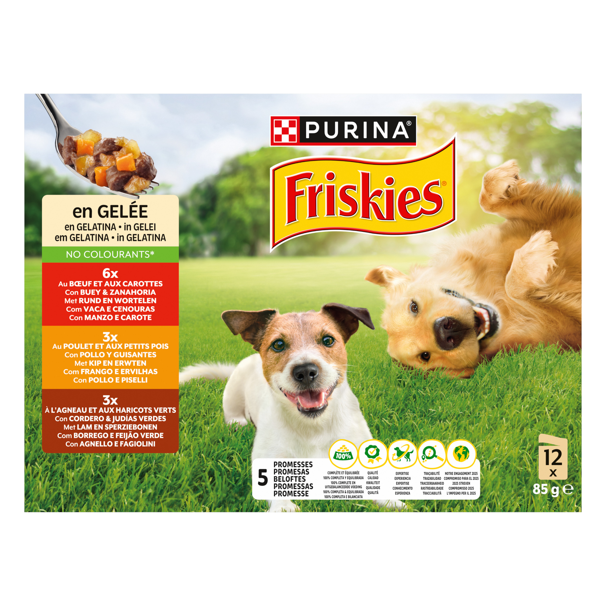 Friskies Buste 12x85gr Manzo, Pollo e Agnello in gelatina


