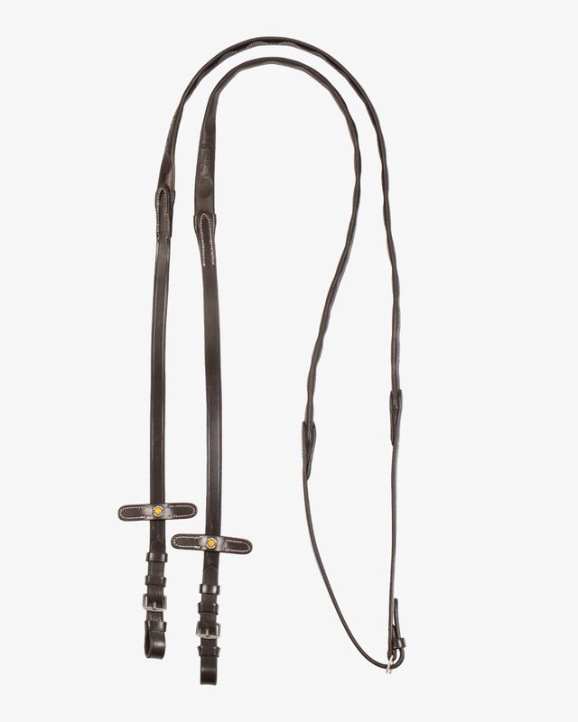 Leather magna reins with rubber grip