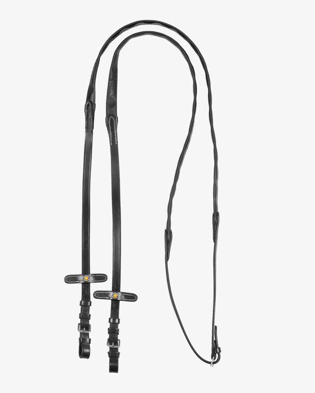 Leather magna reins with rubber grip