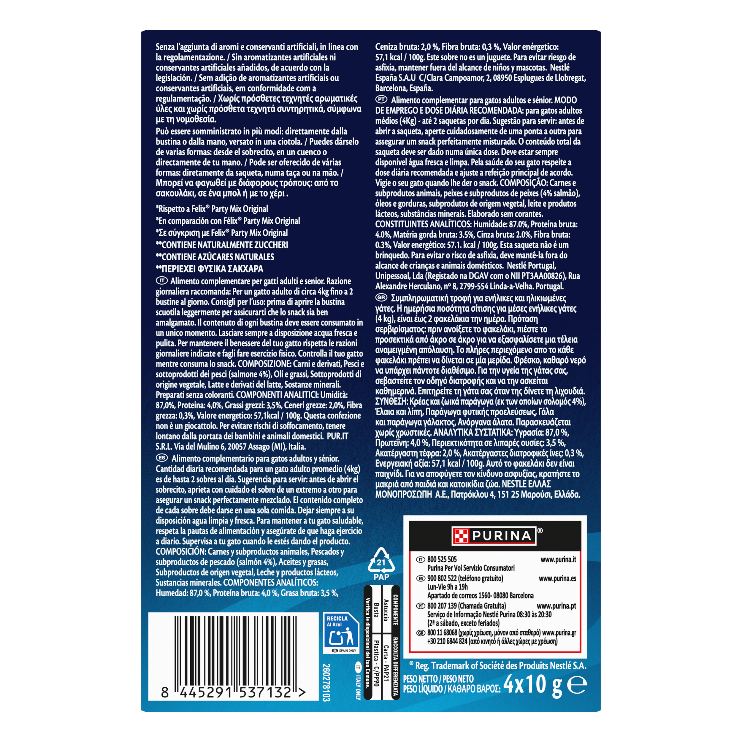 FELIX® Deli Moments™ gustosi snack liquidi per gatti con Salmone 4x10g Bustine