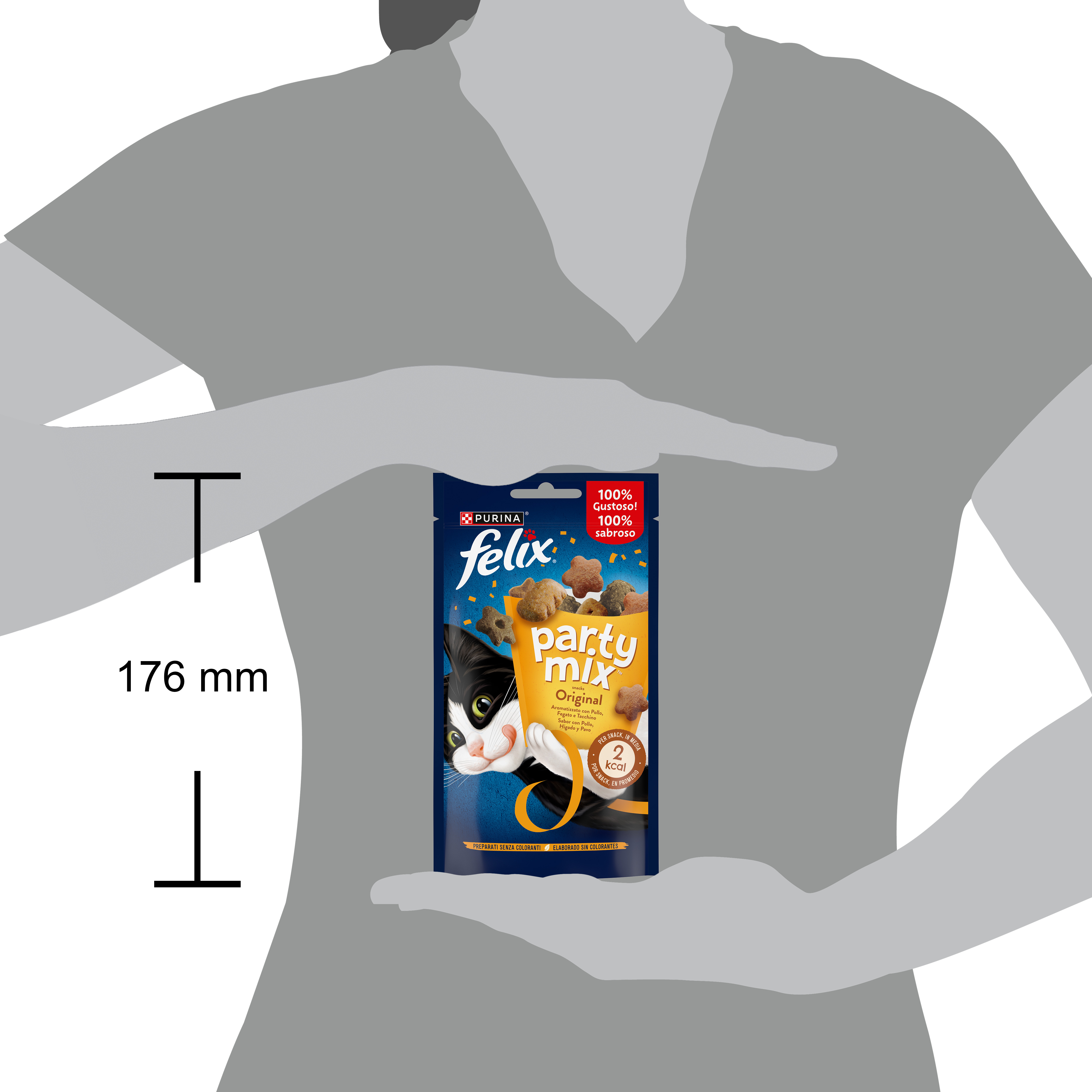 FELIX® Party Mix Gatto Snack Original Mix Aromatizzato con Pollo, Fegato e Tacchino
