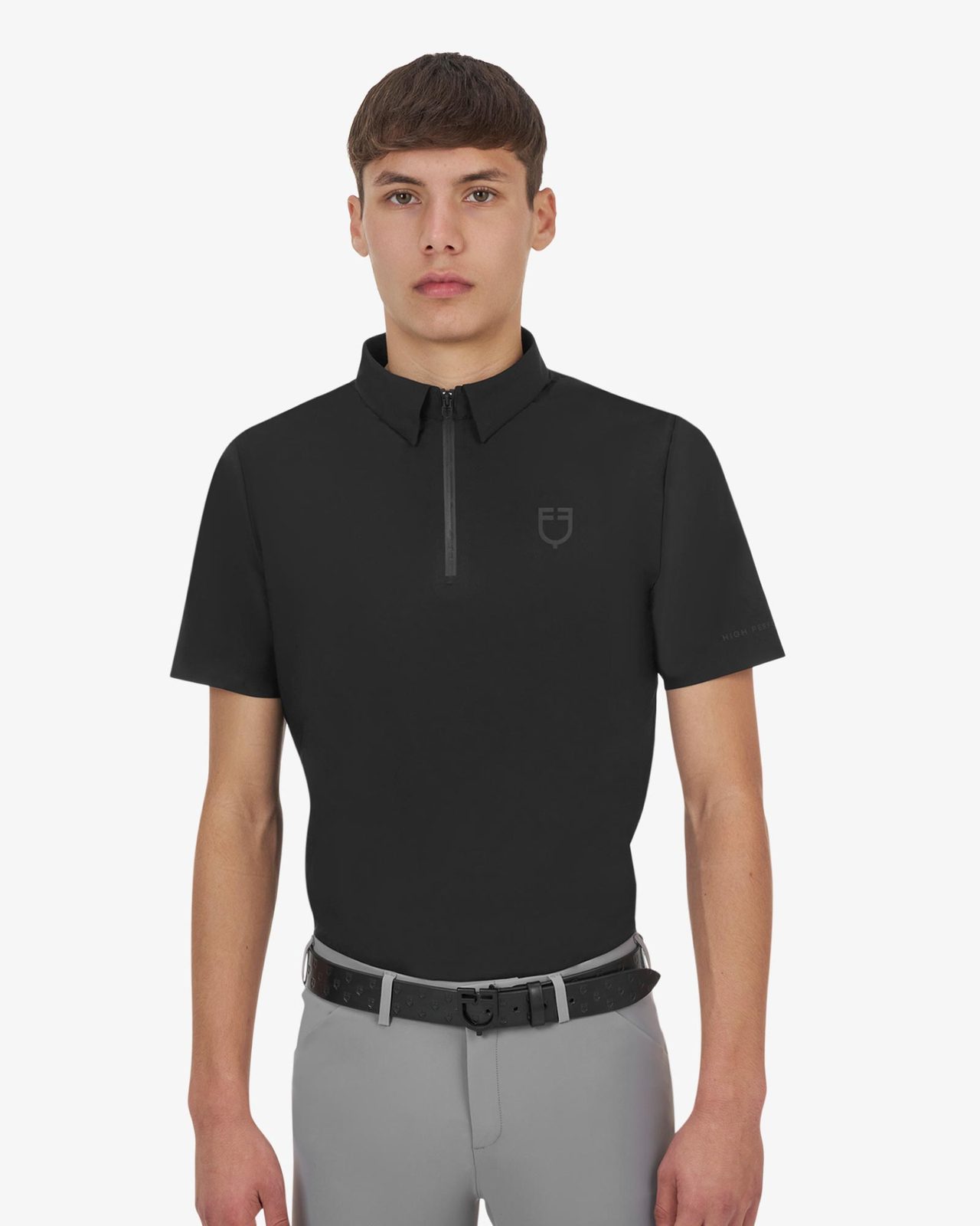 Polo allenamento uomo Equestro Ridertechnology maniche corte e zip