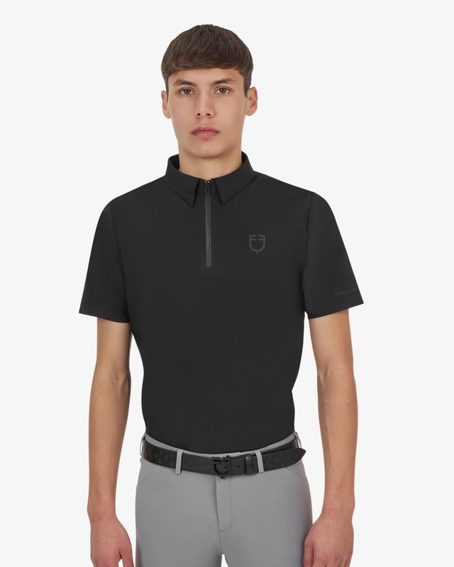 Polo allenamento uomo Equestro Ridertechnology maniche corte e zip