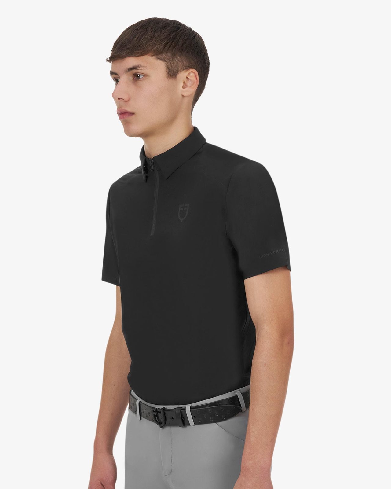 Polo allenamento uomo Equestro Ridertechnology maniche corte e zip