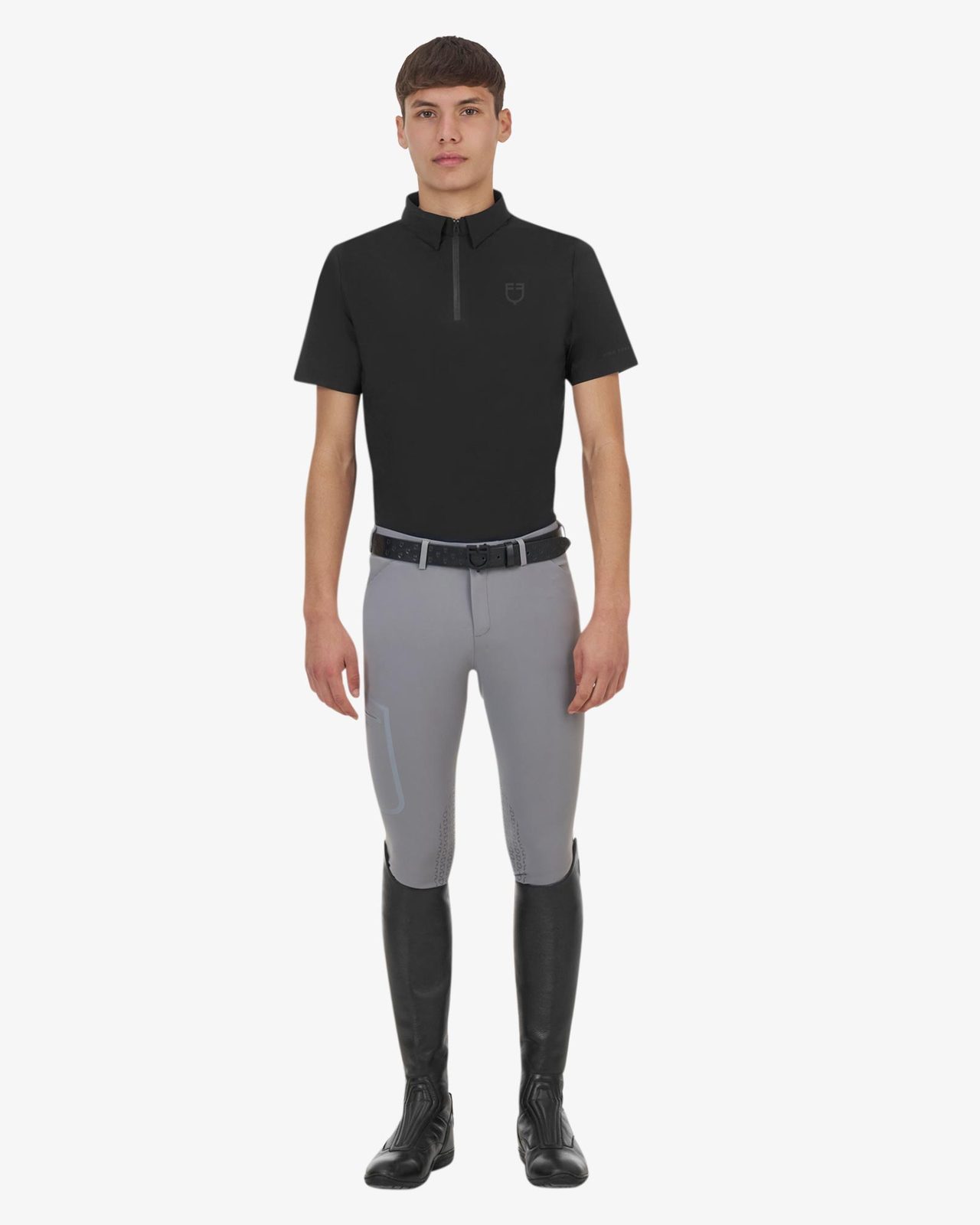 Polo allenamento uomo Equestro Ridertechnology maniche corte e zip