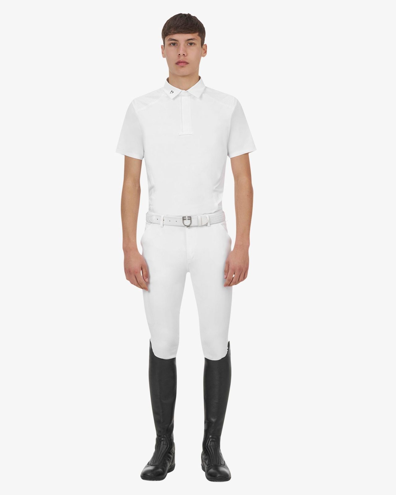 Polo concorso uomo Equestro Ridertechnology manica corta bottoni
