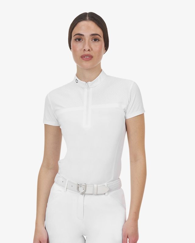 Equestro Ridertechnology women's competition polo shirt perforated fabric