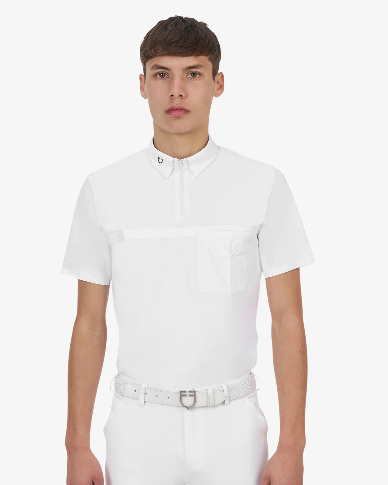 Polo concorso uomo Equestro Ridertechnology manica corta e zip