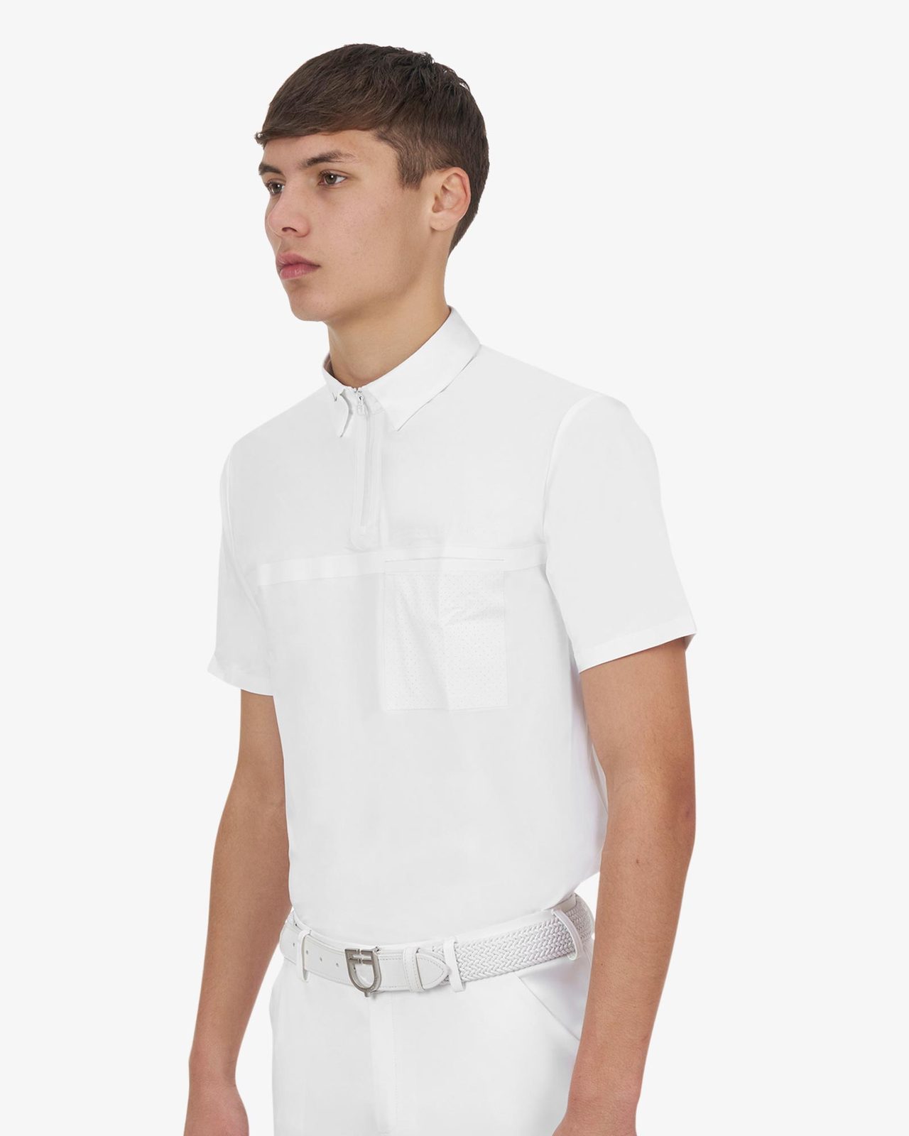 Polo concorso uomo Equestro Ridertechnology manica corta e zip