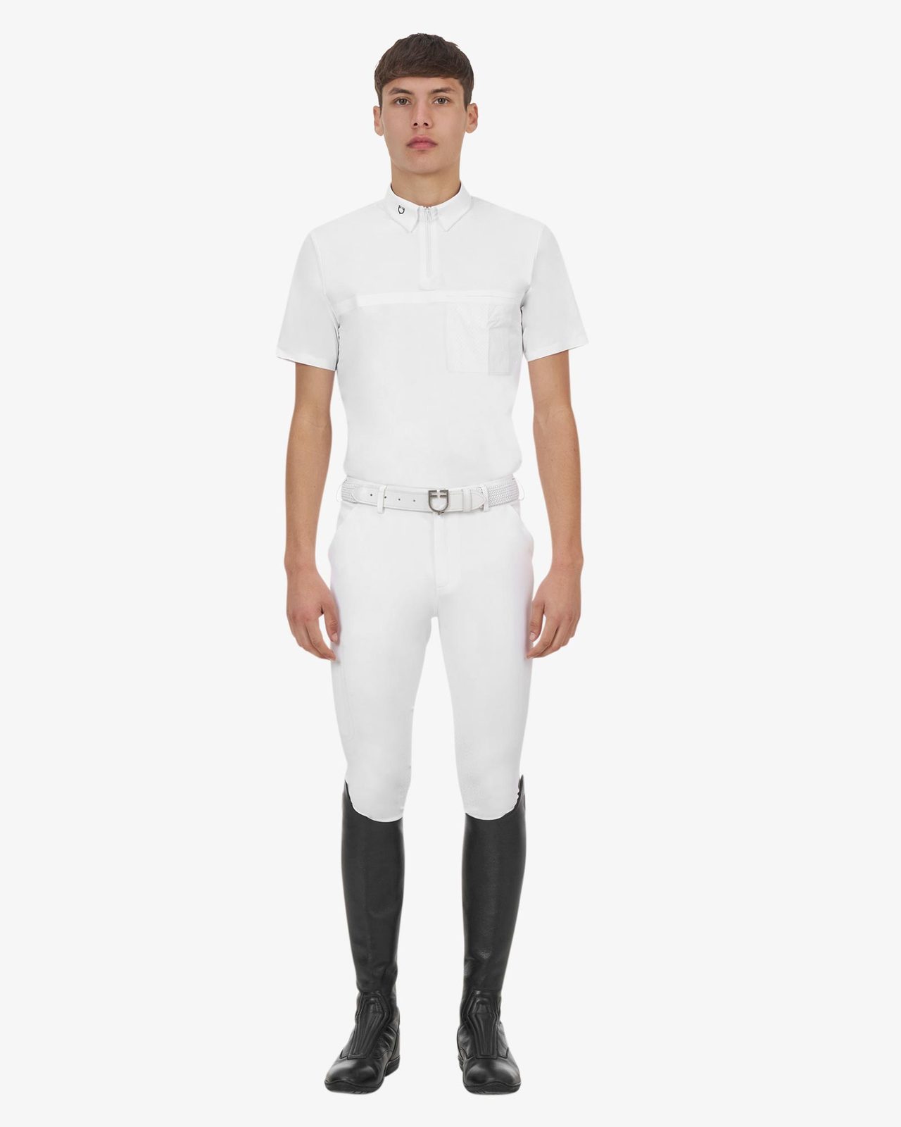 Polo concorso uomo Equestro Ridertechnology manica corta e zip