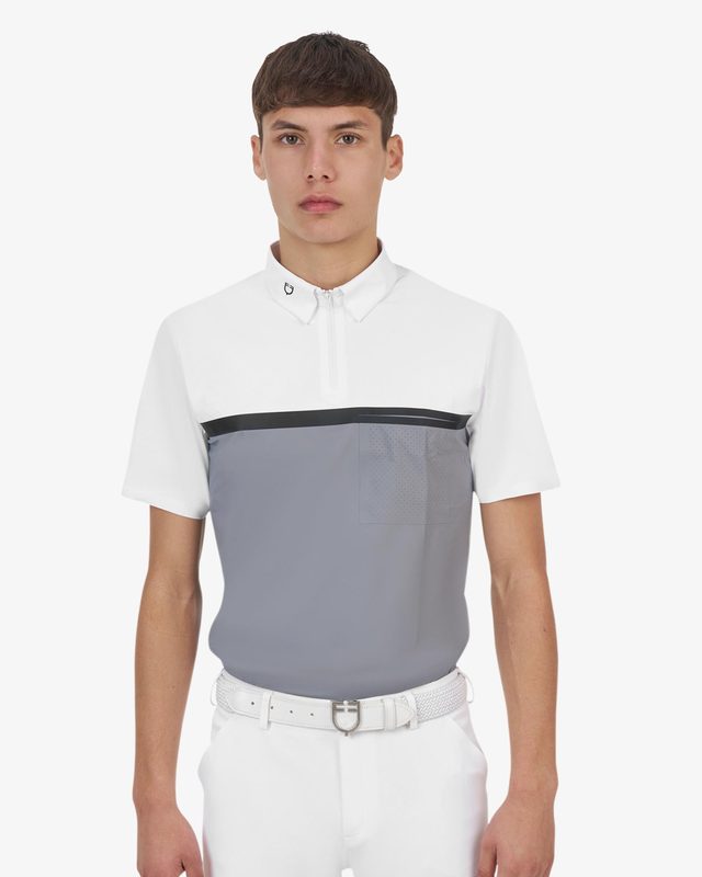Polo concorso uomo Equestro Ridertechnology manica corta e zip