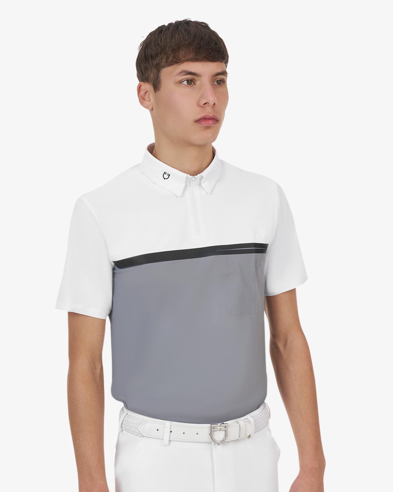 Polo concorso uomo Equestro Ridertechnology manica corta e zip