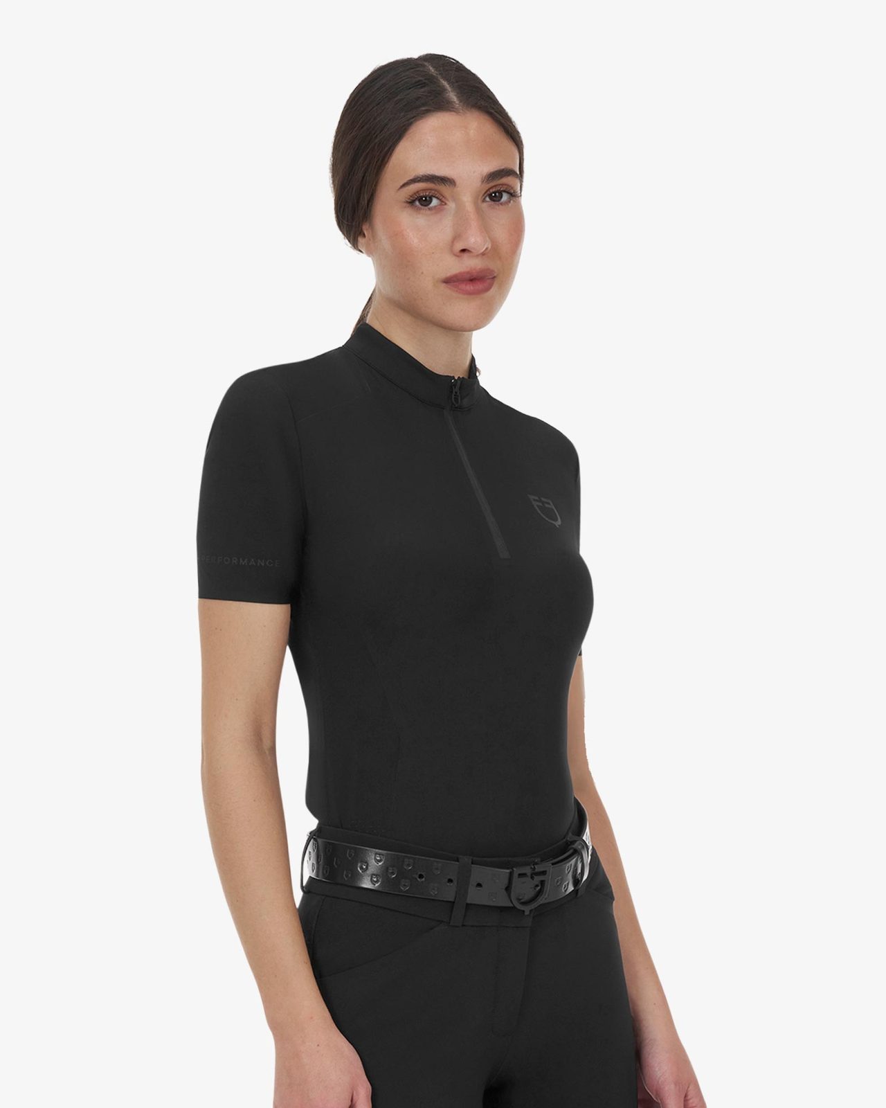 Polo training donna Equestro Ridertechnology manica corta e zip