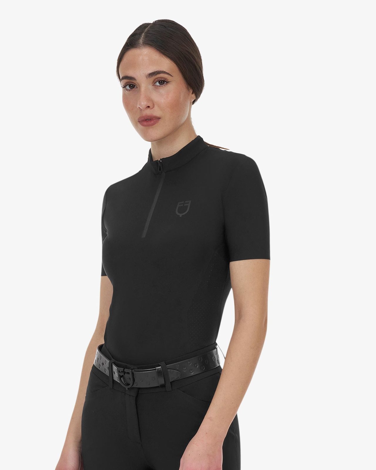 Polo training donna Equestro Ridertechnology manica corta e zip