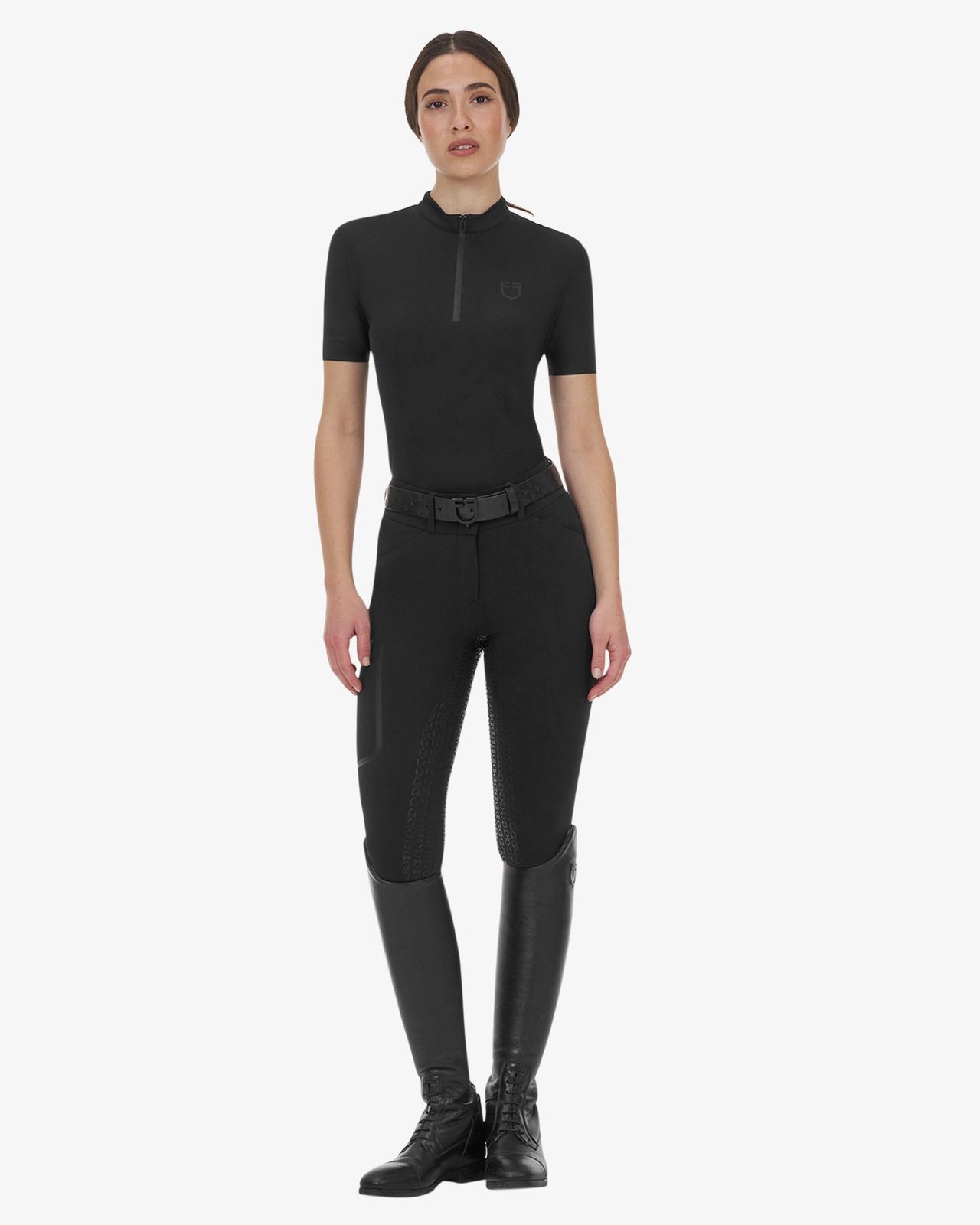 Polo training donna Equestro Ridertechnology manica corta e zip