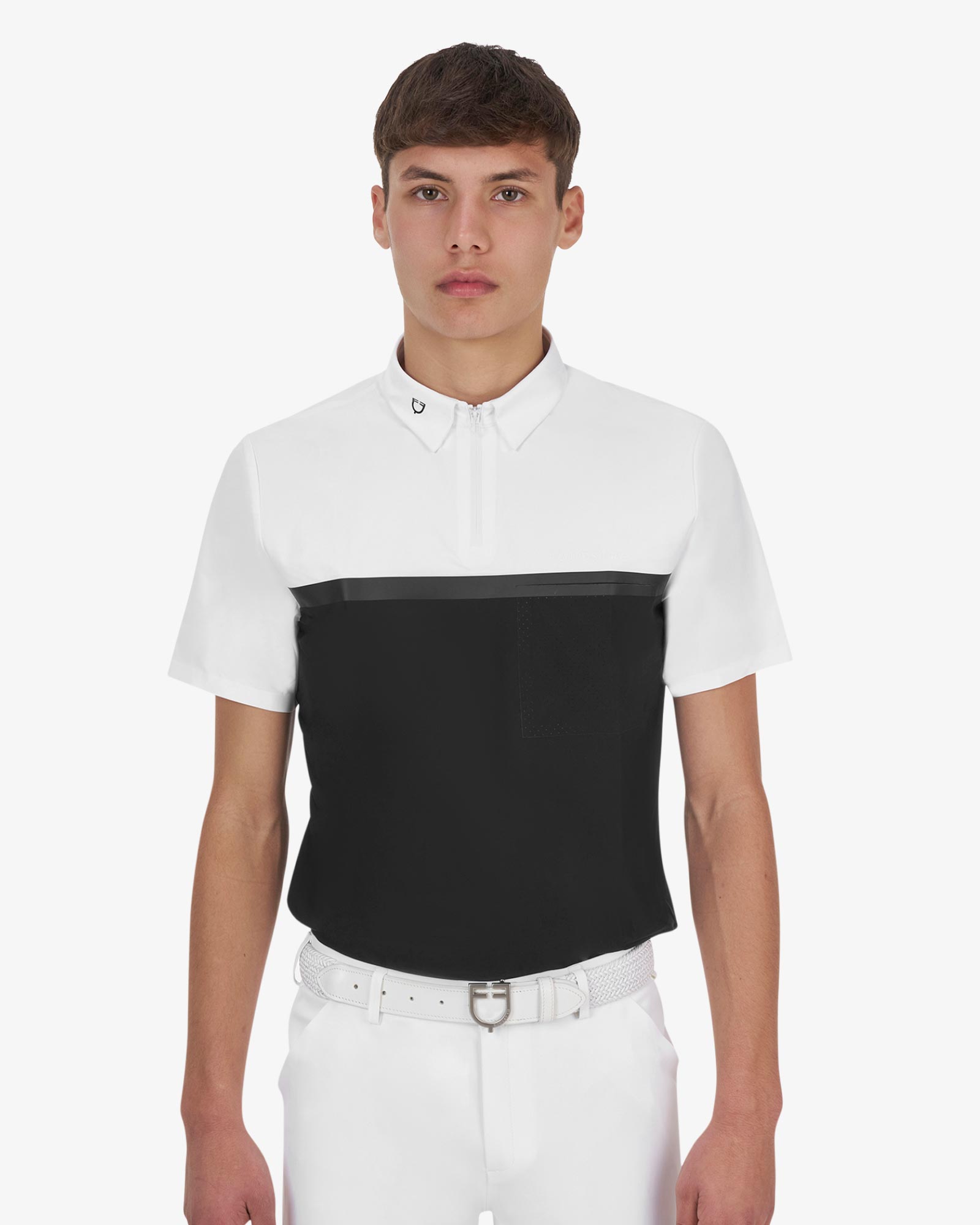 Polo concorso uomo Equestro Ridertechnology manica corta e zip