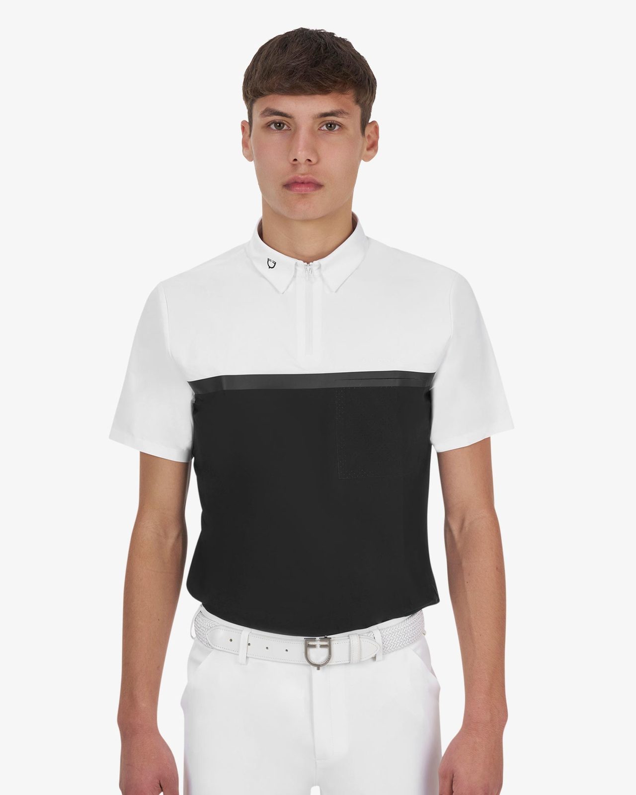Polo concorso uomo Equestro Ridertechnology manica corta e zip