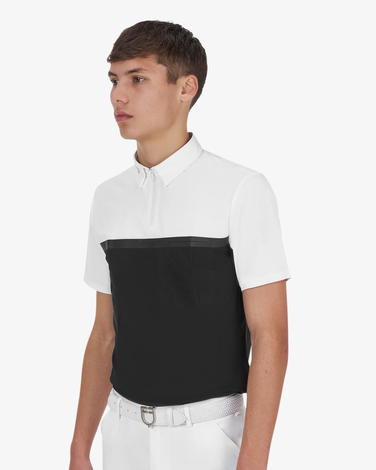 Polo concorso uomo Equestro Ridertechnology manica corta e zip