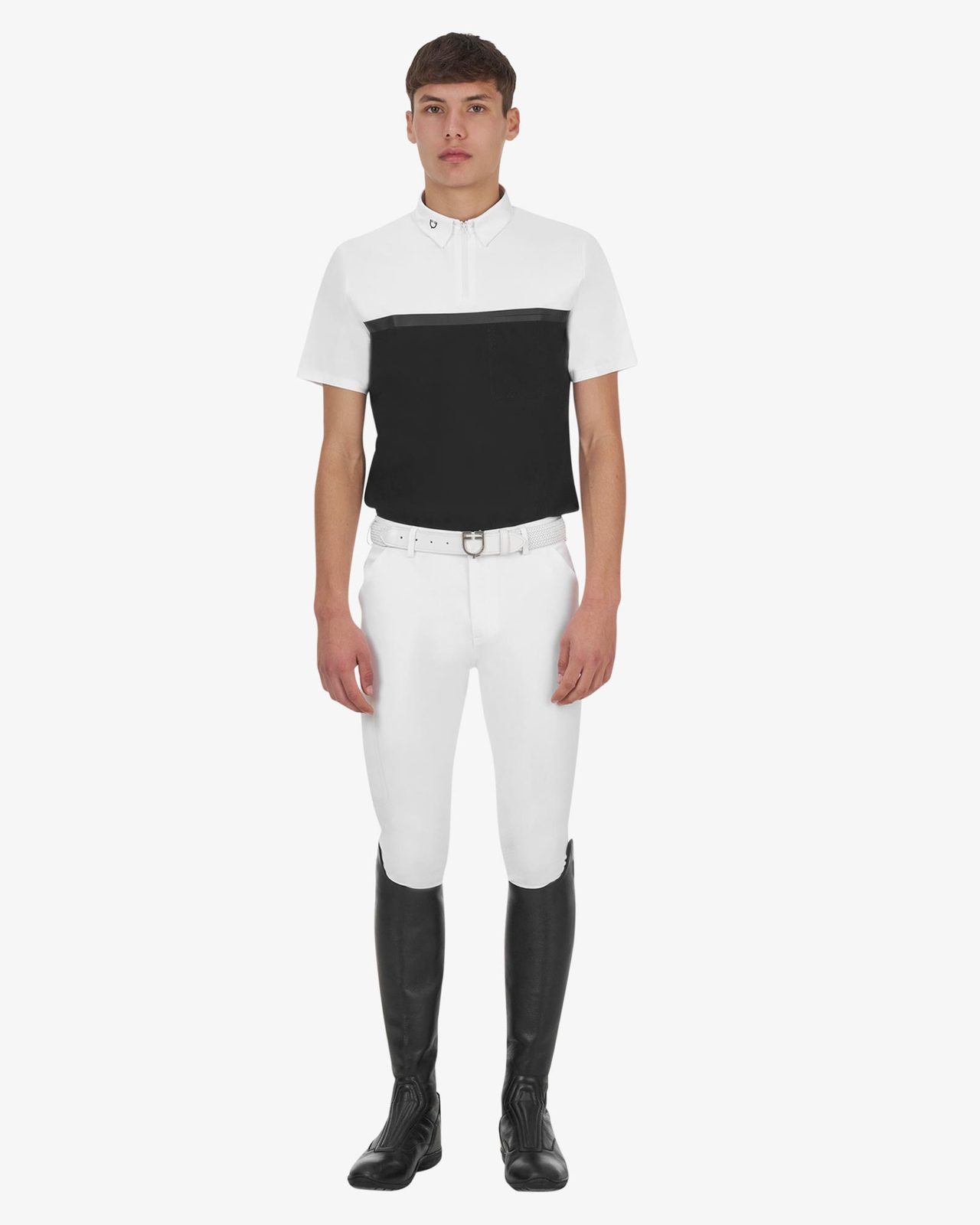 Polo concorso uomo Equestro Ridertechnology manica corta e zip