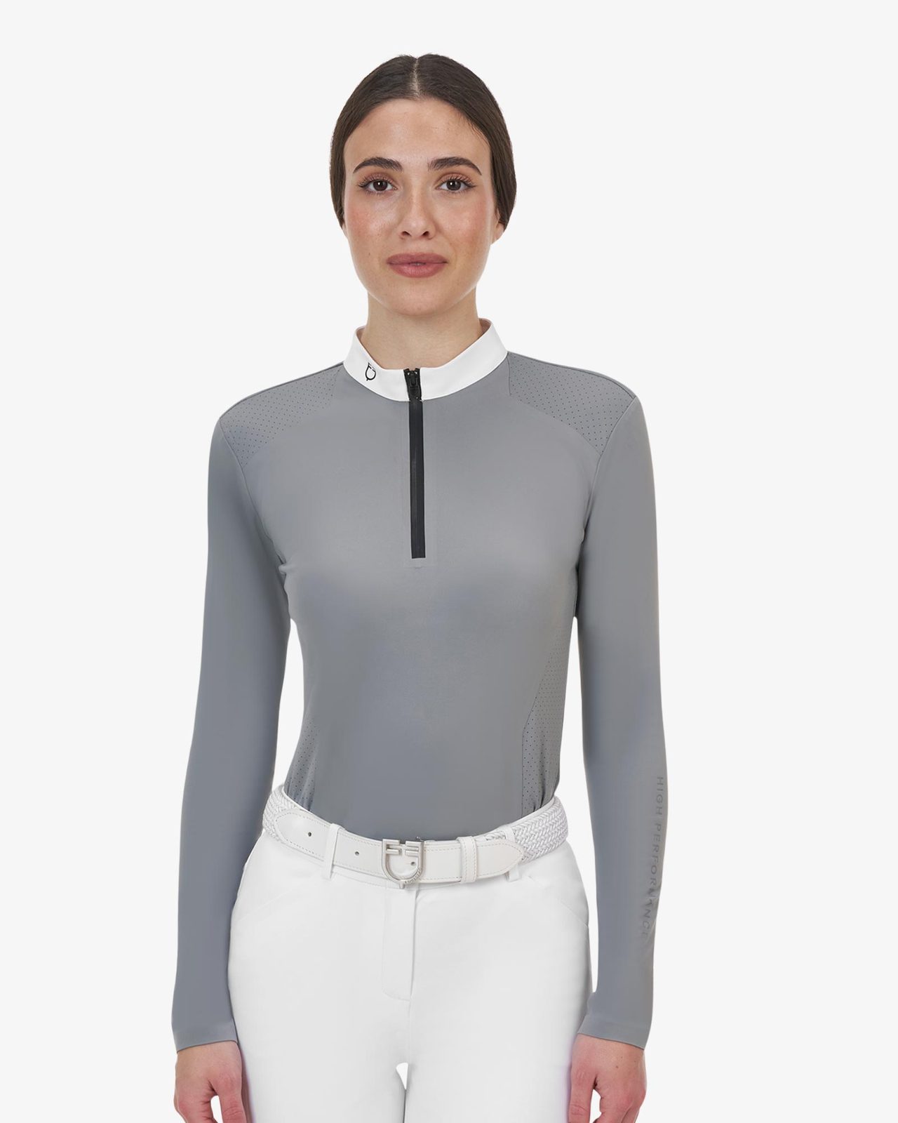 Polo concorso donna Equestro Ridertechnology manica lunga e zip