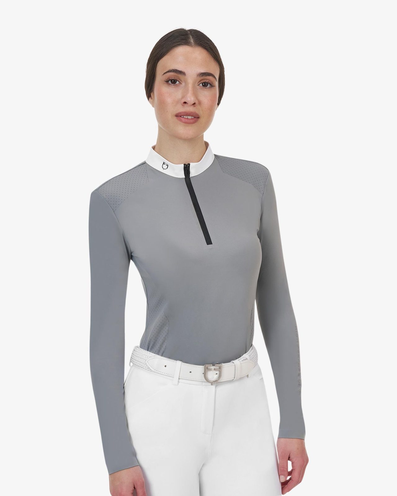 Polo concorso donna Equestro Ridertechnology manica lunga e zip