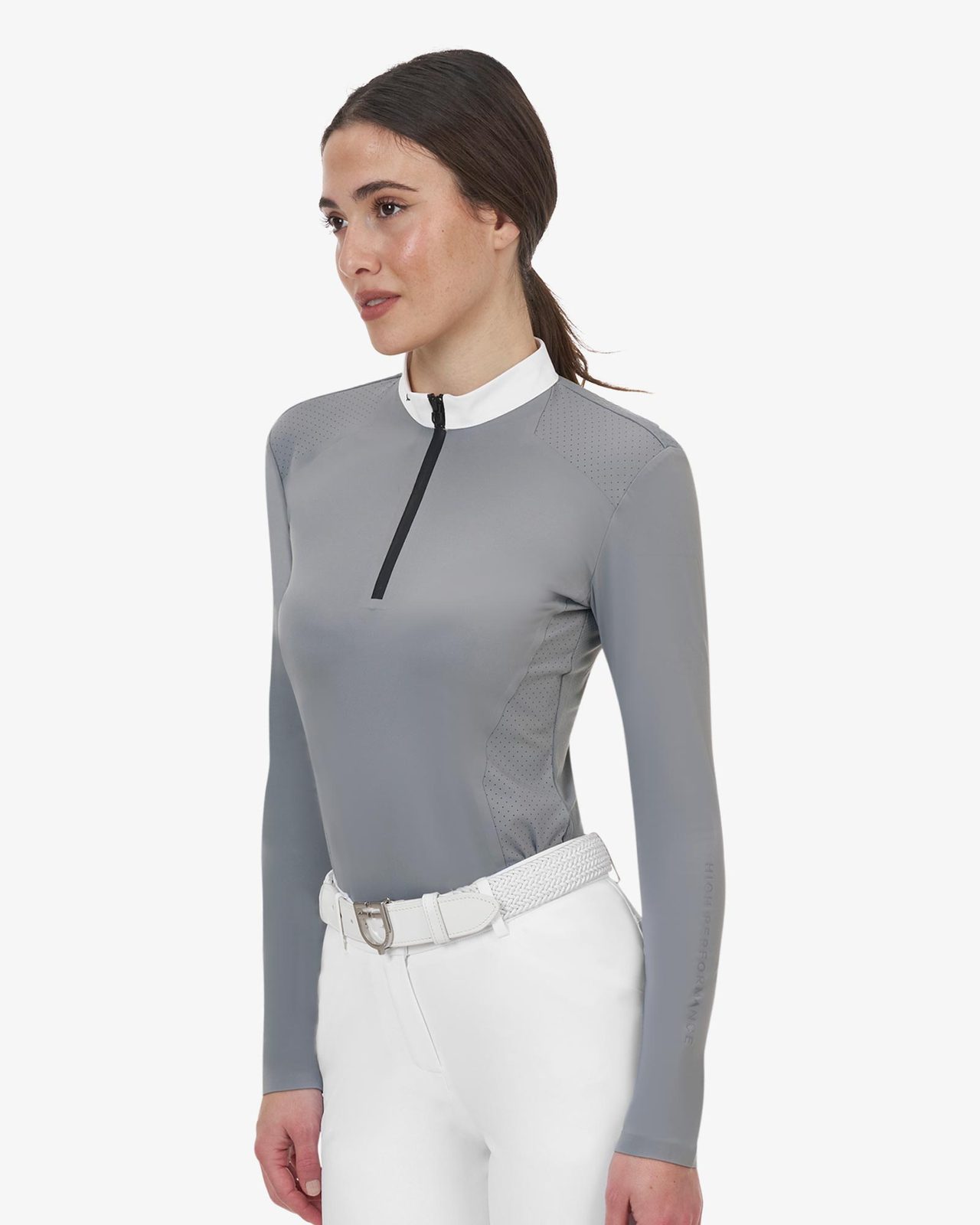 Polo concorso donna Equestro Ridertechnology manica lunga e zip