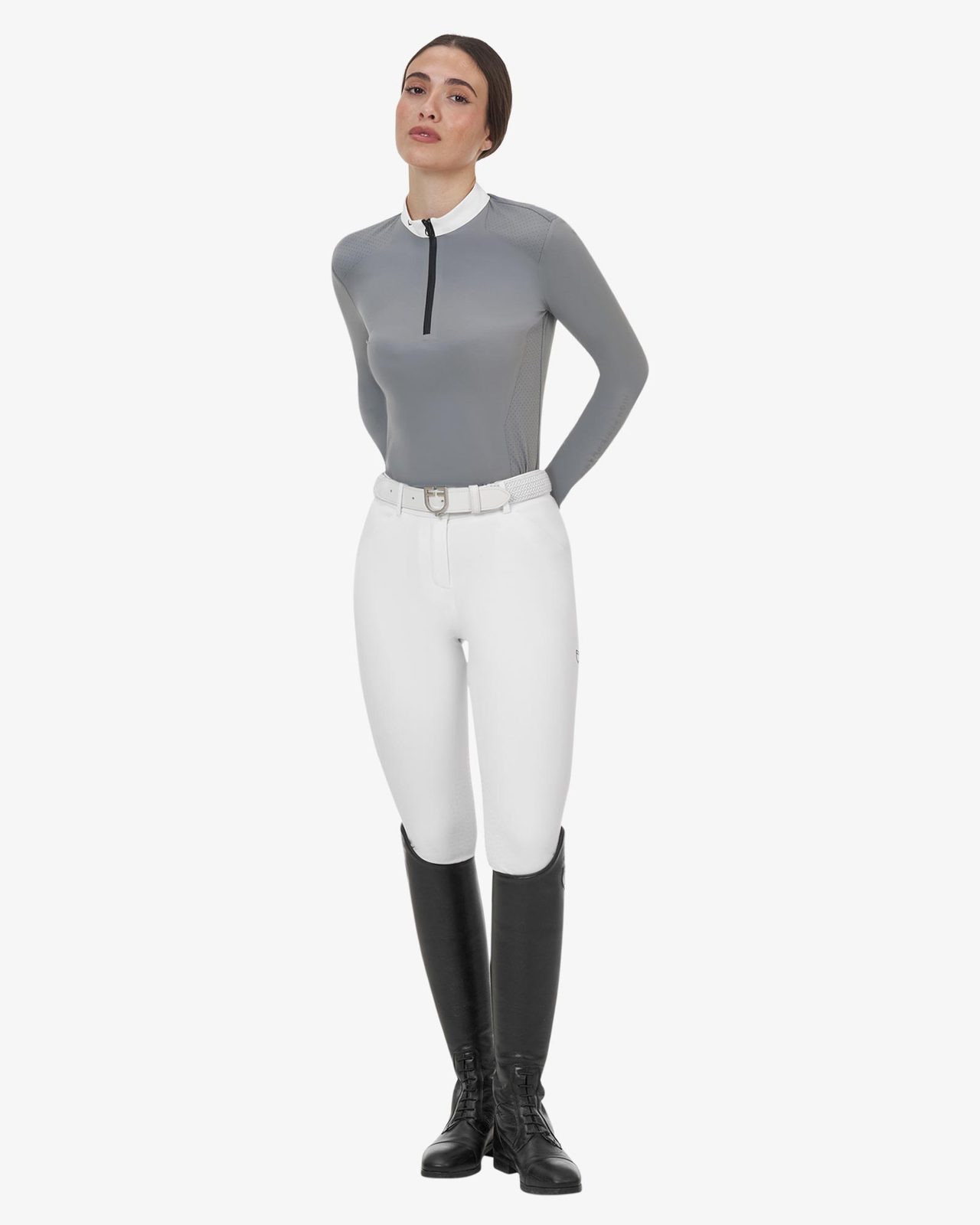 Polo concorso donna Equestro Ridertechnology manica lunga e zip