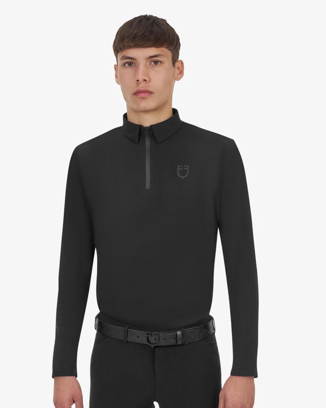 Polo training uomo Equestro Ridertechnology manica lunga e zip