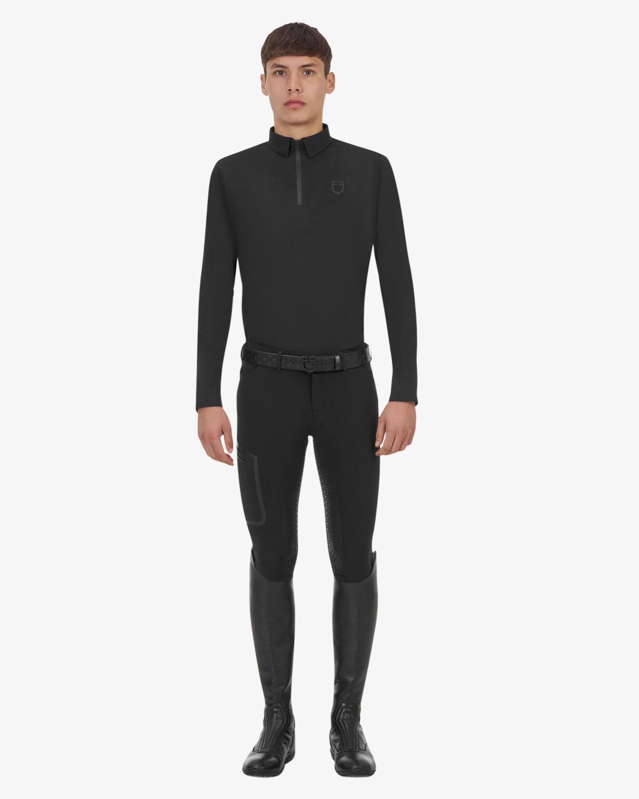 Polo training uomo Equestro Ridertechnology manica lunga e zip