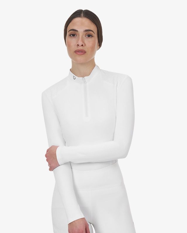 Equestro Ridertechnology women's competition polo shirt long sleeves and zip