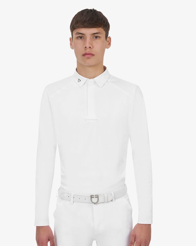 Polo concorso uomo Equestro Ridertechnology manica lunga bottoni